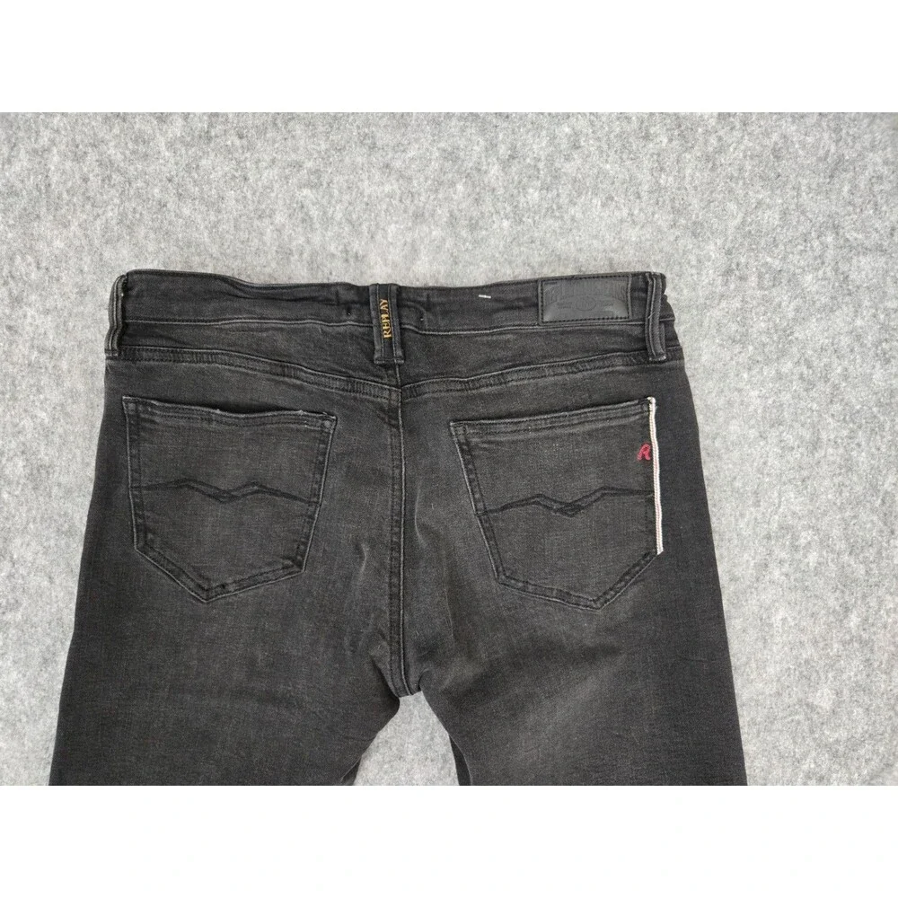 REPLAY Men's Stretch Selvedge Jeans Sz 32 x 29 Black Denim Japan